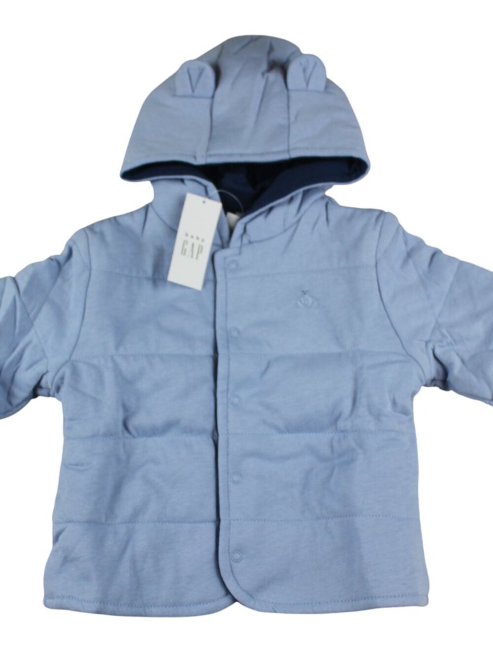 Baby Gap Blue Reversible Bear Jacket Hoodie Infant Boys Size 6-12 months mos NWT